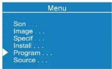 Menu Son ... Image ... Specif ... Install ... Program ... Source ...