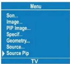 Menu Son... Image... PIP Image... Specif... Geometry... Source... Source Pip TV
