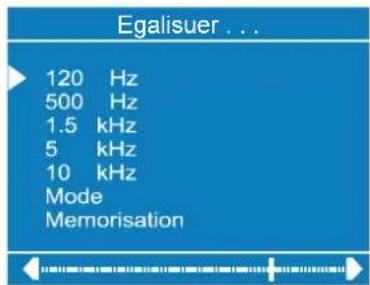 Egalisuer ... 120 Hz 500 Hz 1.5 kHz 5 kHz 10 kHz Mode Memorisation