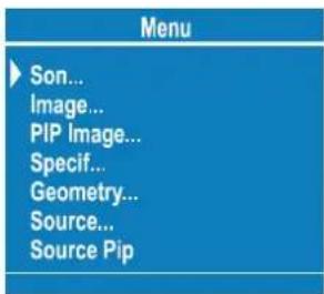 Menu Son... Image... PIP Image... Specif... Geometry... Source... Source Pip