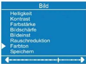 Bild Helligkeit Kontrast Farbstärke Bildschärfe Bildeinst Rauschreduktion Farbton Speichern
