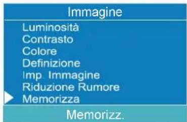 Immagine Luminosità Contrasto Colore Definizione Imp. Immagine Riduzione Rumore Memorizza Memorizz.