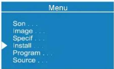 Menu Son ... Image ... Specif ... Install ... Program ... Source ...