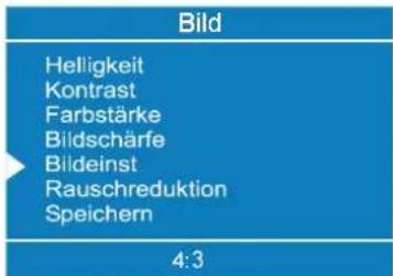 Bild Helligkeit Kontrast Farbstärke Bildschärfe Bildeinst Rauschreduktion Speichern 4:3