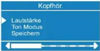 Kopfhör. Lautstärke Ton Modus Speichern