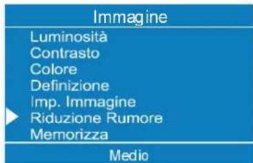 Immagine Luminosità Contrasto Colore Definizione Imp. Immagine Riduzione Rumore Memorizza Medio