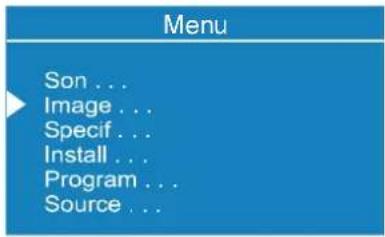 Menu Son ... Image ... Specif ... Install ... Program ... Source ...