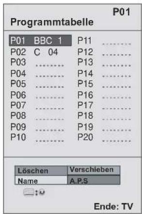 DUAL DTFT 203 - Programmtabelle - 1