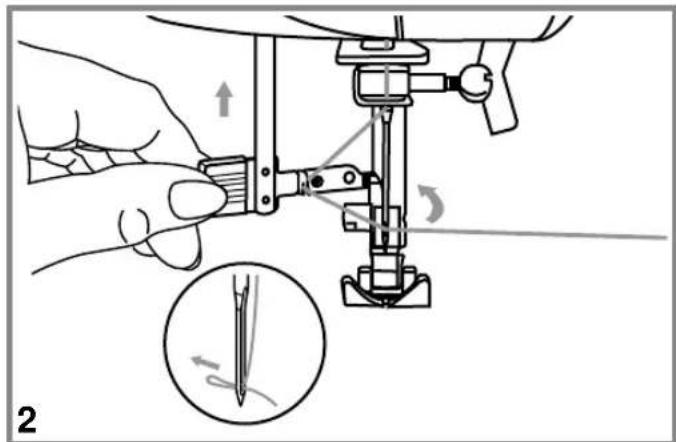 BERNINA Bernette Palermo 5 - Élevez l'aiguille à sa position la plus élevée et abaissez le pied presseur. - 1