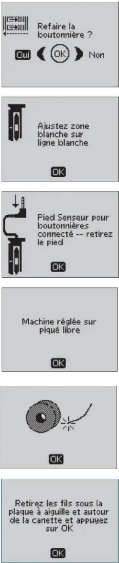 HUSQVARNA Sapphire 930 - Retirez les fils sous la plaque à aiguille et autour de la canette et appuyez sur OK - 1