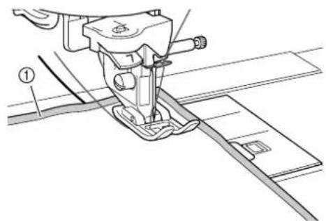 BABY LOCK Symphony BLSY - With the wrong side facing up, place the fabric under the presser foot. - 1