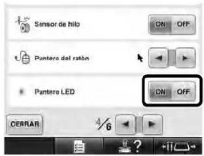 BABY LOCK Endurance 2 BND92 - Activar ("ON") o desactivar ("OFF") el puntero LED - 5