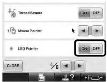 BABY LOCK Endurance 2 BND92 - Turning the LED pointer "ON" or "OFF" - 5