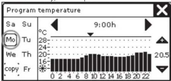 ZEHNDER ComfoControl Luxe - Setting the temperature programme. - 5