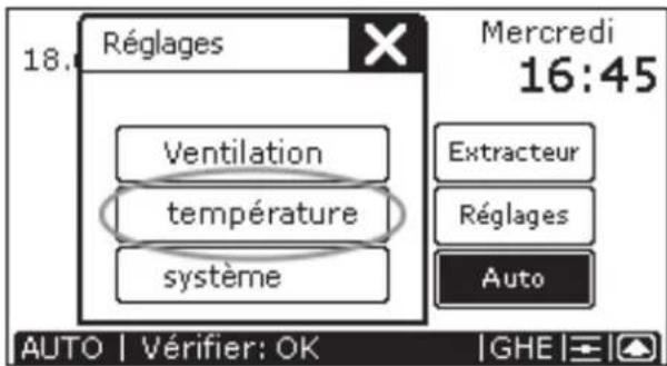 ZEHNDER ComfoControl Luxe - Réglage du programme de température - 2