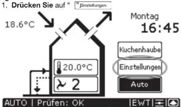 ZEHNDER ComfoControl Luxe - Zugang zu den P-Menus - 1