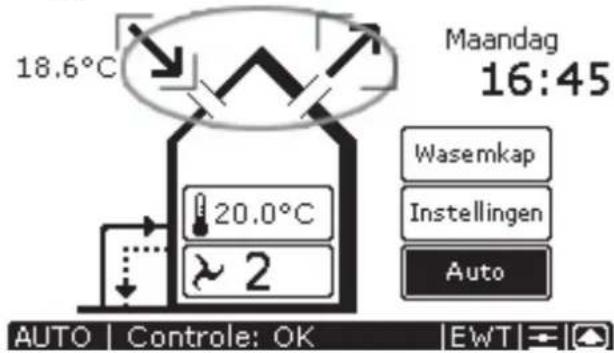 ZEHNDER ComfoControl Luxe - Toevoer- en afvoervihtulator in- en uitschakelen Hierbij moet u de volgende handelingen uitvoeren: - 1
