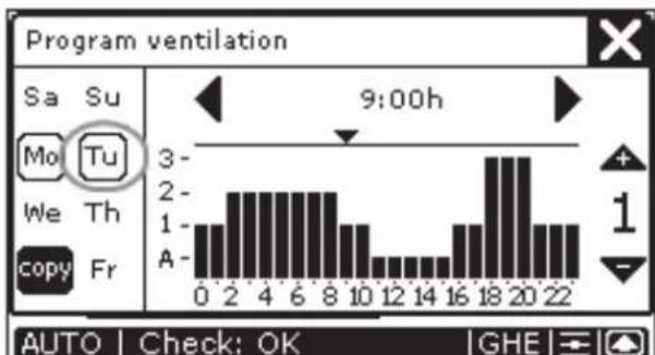 ZEHNDER ComfoControl Luxe - Setting the ventilation programme - 7