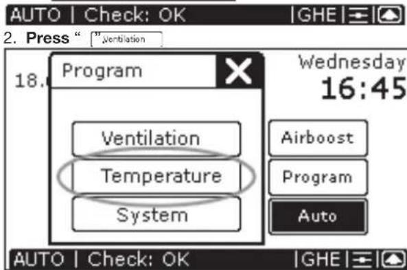 ZEHNDER ComfoControl Luxe - Temperature programme settings - 2
