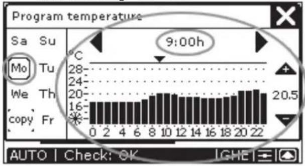 ZEHNDER ComfoControl Luxe - Setting the temperature programme. - 1