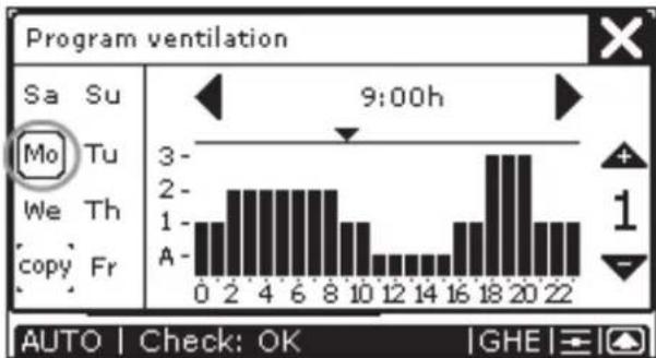 ZEHNDER ComfoControl Luxe - Setting the ventilation programme - 5