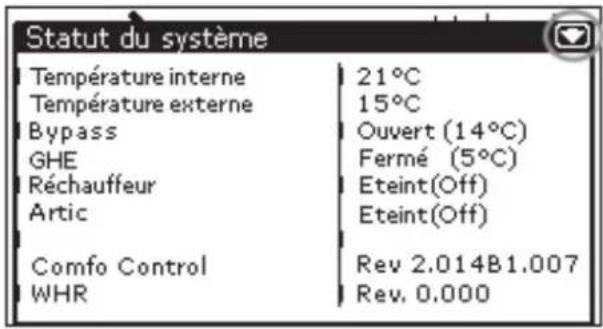 ZEHNDER ComfoControl Luxe - Informations sur I'etat du ComfoControl - 2