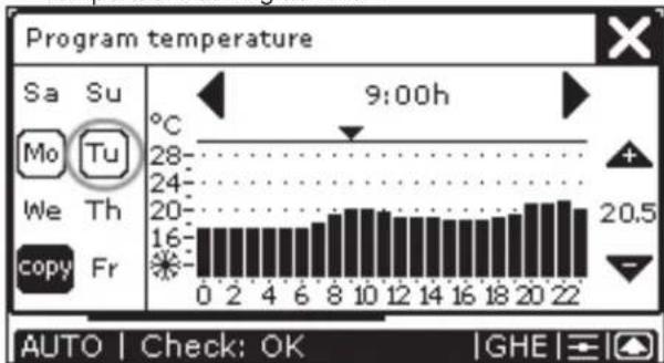 ZEHNDER ComfoControl Luxe - Setting the temperature programme. - 7