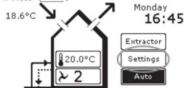 ZEHNDER ComfoControl Luxe - Screen settings - 1