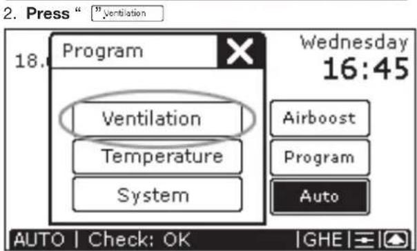 ZEHNDER ComfoControl Luxe - Setting the ventilation programme - 2