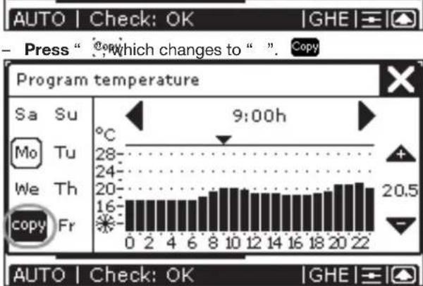 ZEHNDER ComfoControl Luxe - Setting the temperature programme. - 6