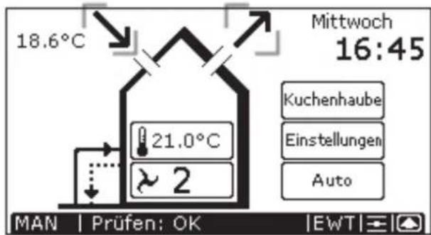 ZEHNDER ComfoControl Luxe - Zu- und Abluftventilator ein- und ausschalten Dazu gehen Sie wie folgt vor: - 3
