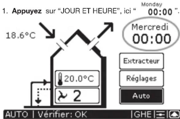 ZEHNDER ComfoControl Luxe - Réglage de jour et d'heure - 1
