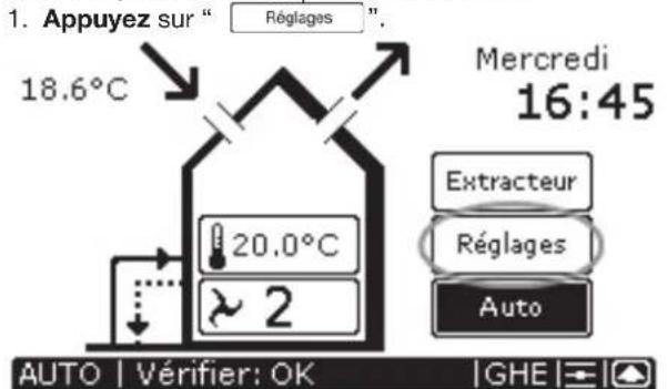 ZEHNDER ComfoControl Luxe - Reglage d'écran - 1