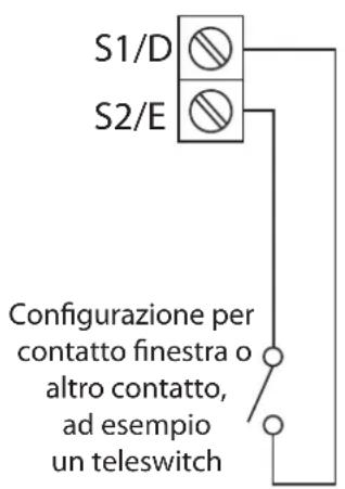 S1/D S2/E Configurazione per contatto finestra o altro contatto, ad esempio un teleswitch