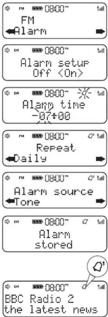 PURE Evoke D2 Bluetooth - Indstilling af alarm og sleptimer - 1