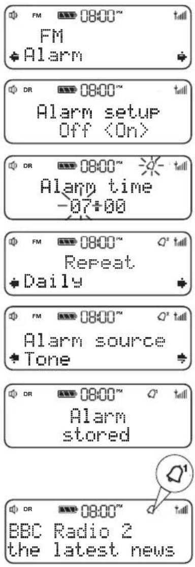 PURE Evoke D2 Bluetooth - Setting the alarm and sleep timer - 1