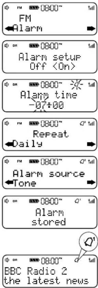 PURE Evoke D2 Mio Bluetooth - Indstilling af alarm og sleeptimer - 1
