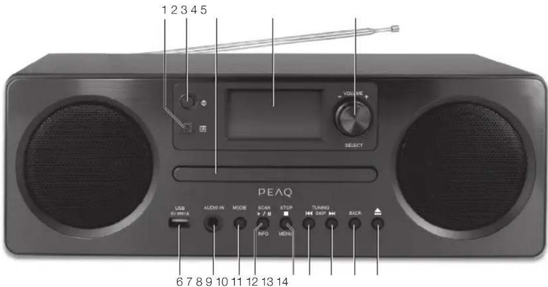PEAQ PDR350BT - Vue avant - 1