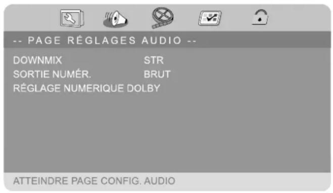Autovision AV1101 - Menu REGLAGES AUDIO - 1