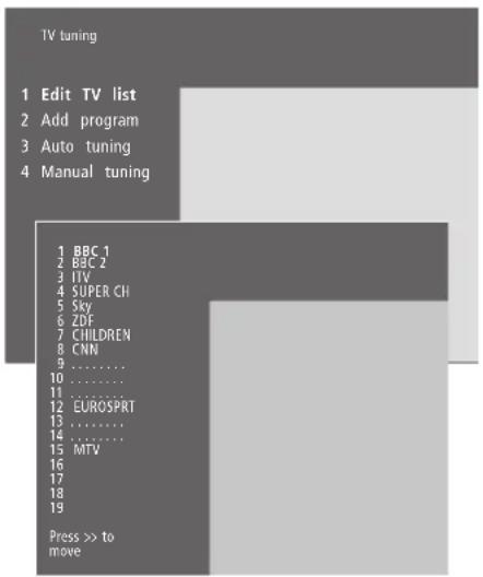 BANG & OLUFSEN Beovision 442 - Déplacer des chaînes réglées - 1