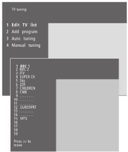 BANG & OLUFSEN Beovision 437 - Déplacer des chaînes régées - 1