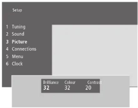 BANG & OLUFSEN Beovision 437 - Modifier la luminosité, la couleur ou le contraste - 1