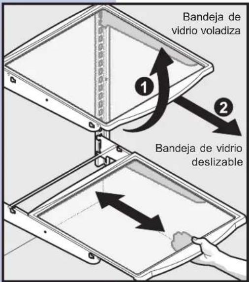 Bandeja de vidrio voladiza 1 2 Bandeja de vidrio deslizable