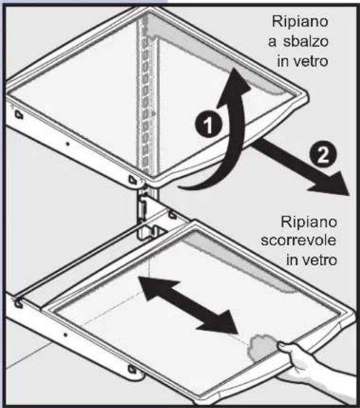 Ripiano a sbalzo in vetro ① ② Ripiano scorrevole in vetro