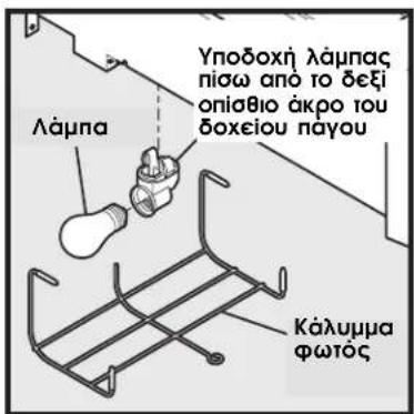 Υποδοχή λάμπας πίσω από το δεξι οπιαθιο άκρο του δοχείου πάγου Λάμπα Κόλυμμα φωτός