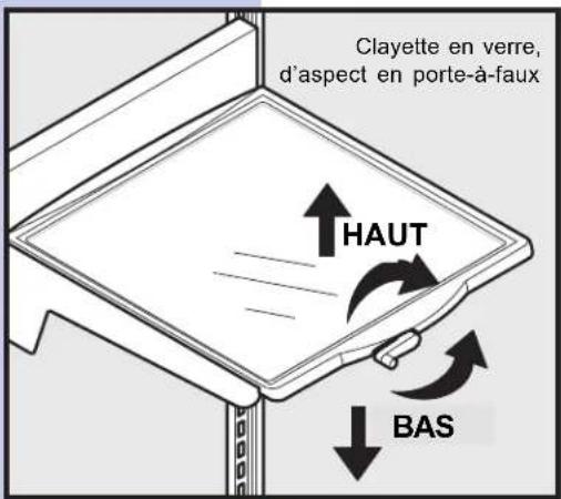 Clayette en verre, d'aspect en porte-à-faux HAUT BAS