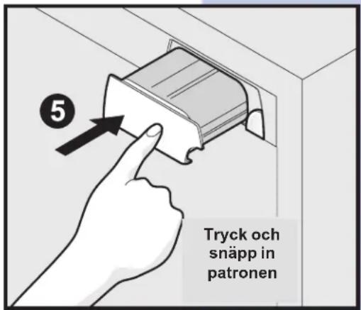 5 Tryck och snäpp in patronen