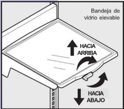 Bandeja de vidrio elevable HACIA ARRIBA HACIA ABAJO