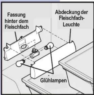 Fassung hinter dem Fleischfach Abdeckung der Fleischfach- Leuchte Glühlampen