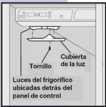 Tornillo Cubierta de la luz Luces del frigorífico ubicadas detrás del panel de control